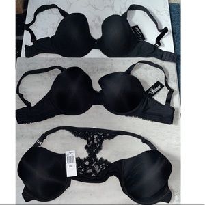 3 NWT Paramour Black Bras